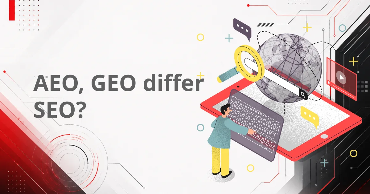 Cover artiles web AEO กับ GEO ต่างจาก SEO อย่างไร